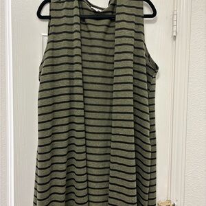 LuLaRoe Olive and Black Striped Vest